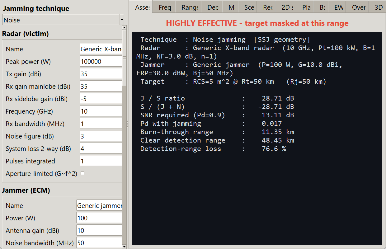 ECM jamming-effectiveness data entry