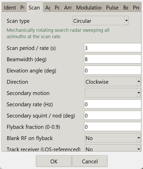 Threat Sim scan configuration data entry